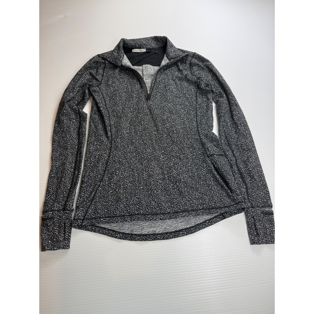 Lululemon Athletica quarter Zip Pullover Long Sleeve Top Womens‎ Black Pattern 4